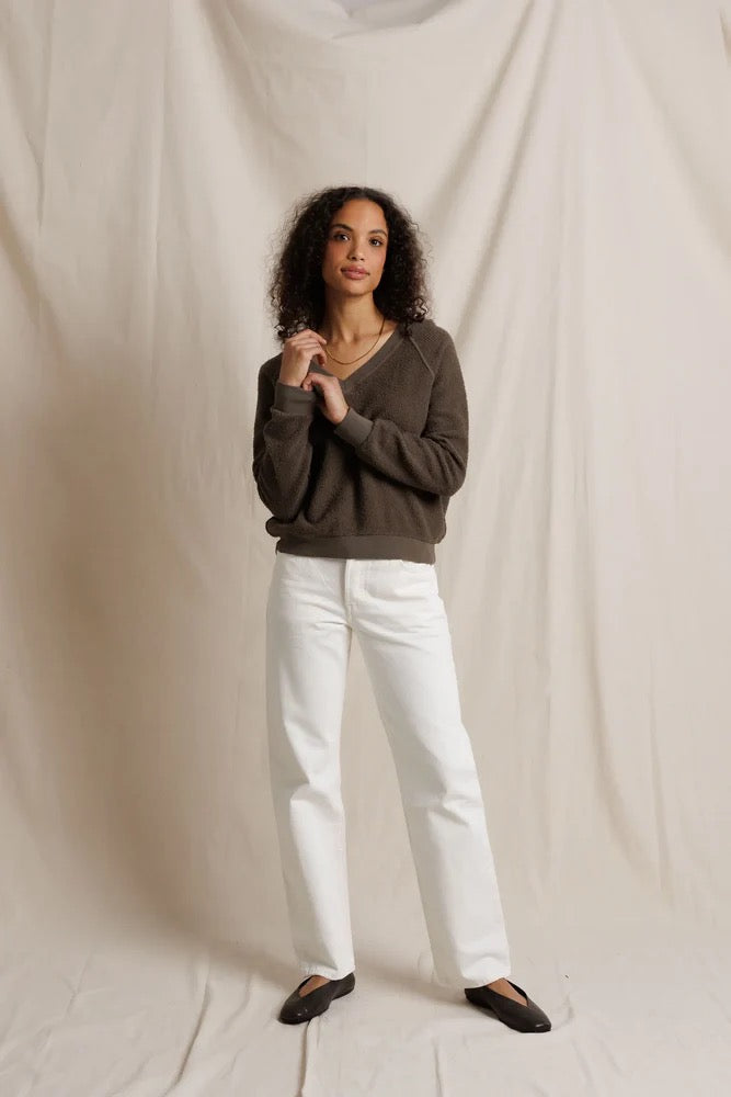 Perfect White Tee - Women - Dark Olive Ziggy V-Neck Sweatshirt