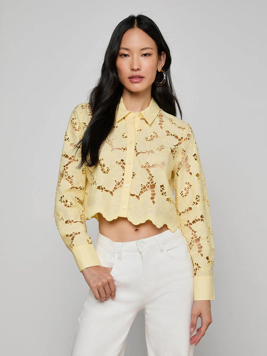 L'AGENCE - Women - Lemon Sorbet Seychelle Crop Button Down