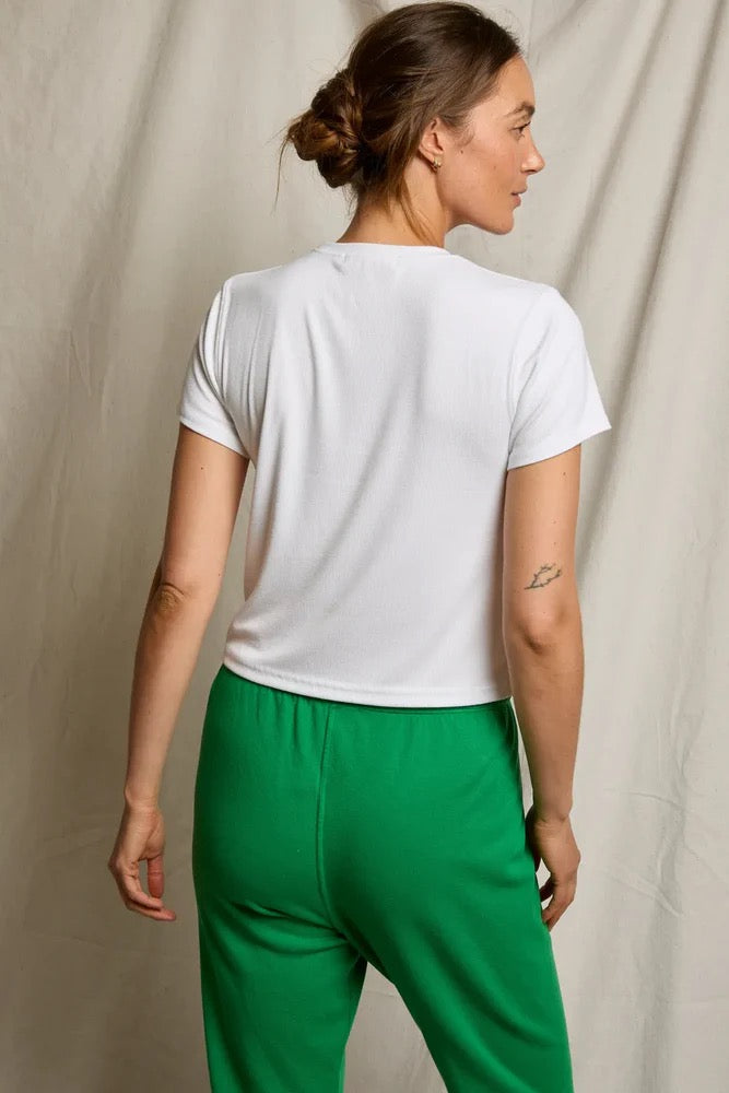 Perfect White Tee - Women- White Fitz Rib Crewneck Tee