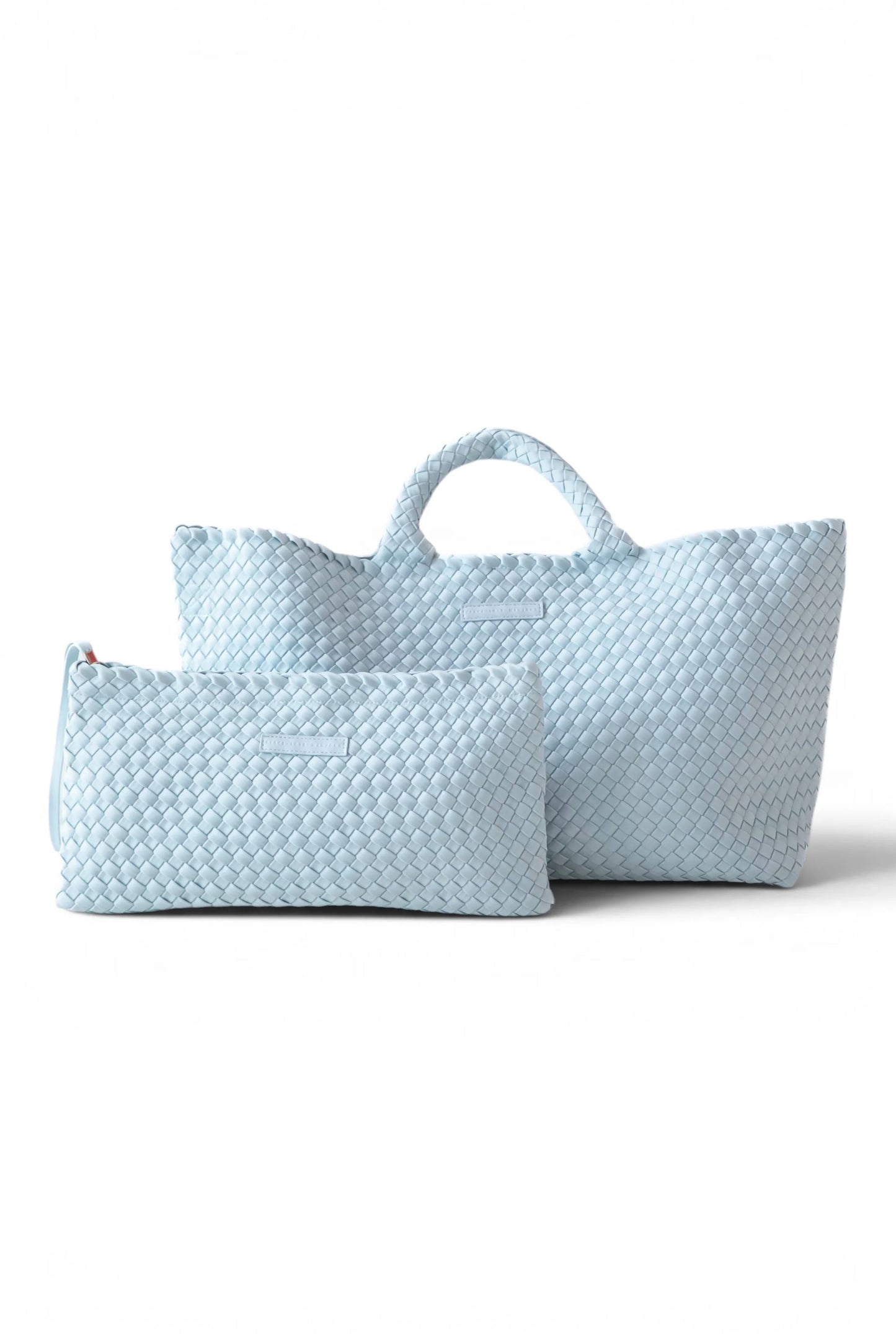 Peace Love Mahjong - Light Blue Mahjong Bag - Woven Carryall with Matching Tile Bag