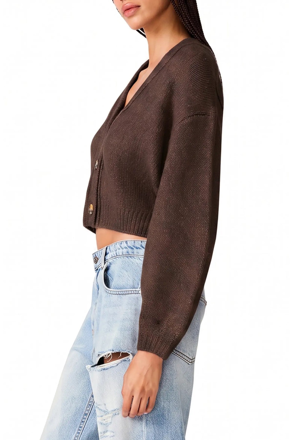 Steve Madden - Women - Mica V-Neck Cropped Cardigan Sweater