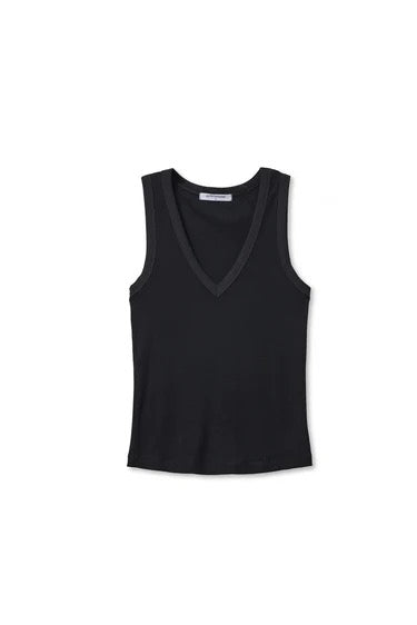 Perfect White Tee - Women - Black Mallory Luxe Rib V-Neck Tank