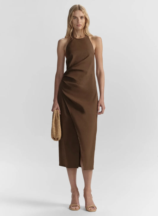 ALC - Women - Milk Chocolate Sylvie Linen Midi Halter Dress