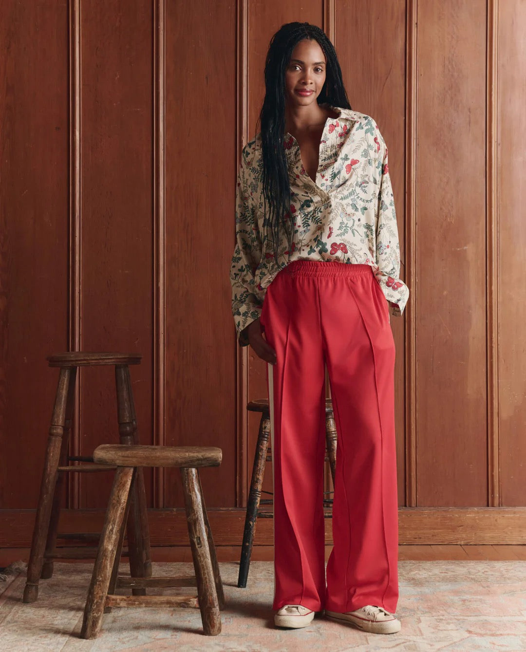 THE GREAT - Women- Poppy Red Wide Leg Track Pant