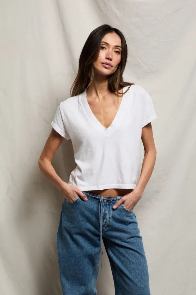 Perfect White Tee - Women White & Mocha  Alanis Tee