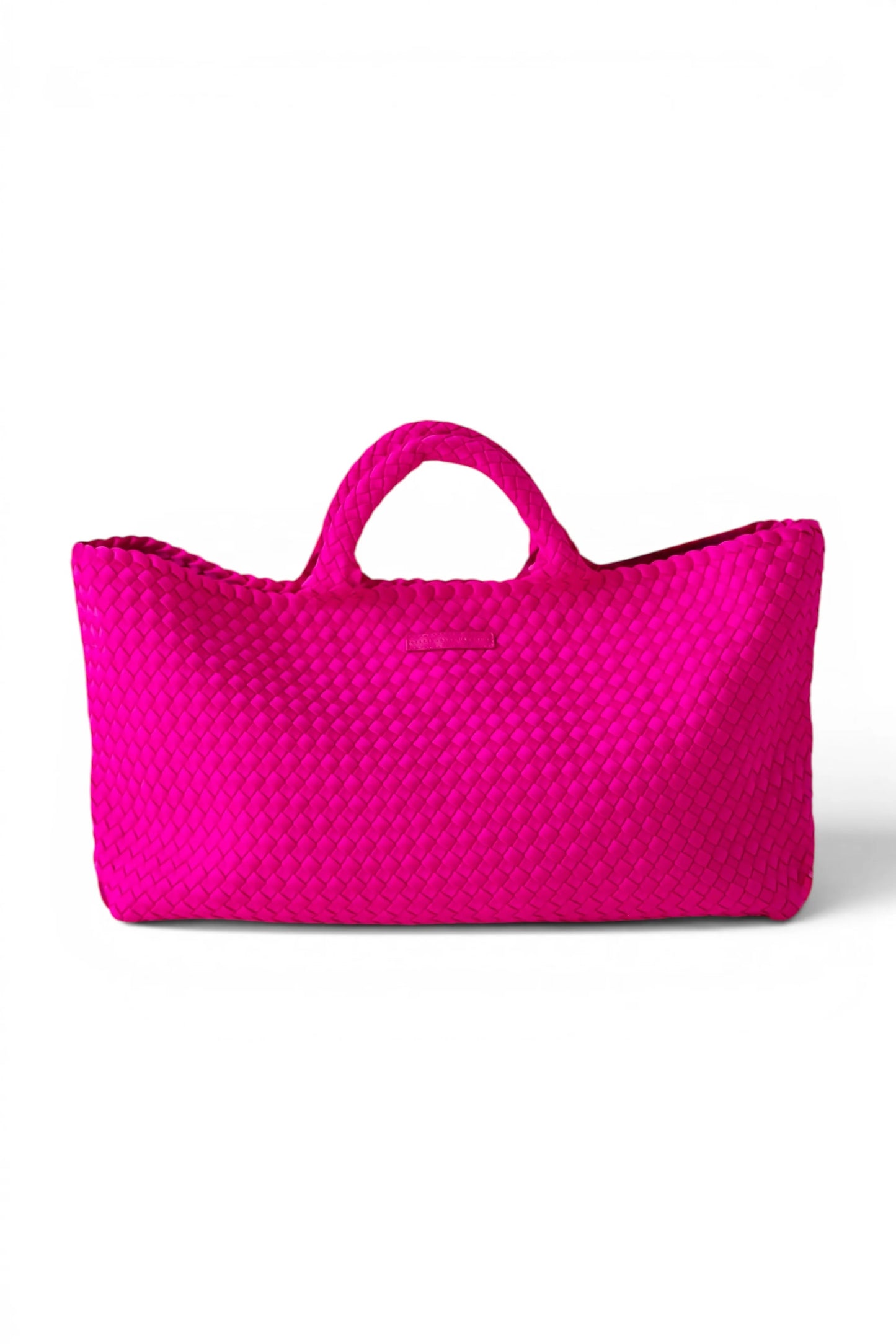 Peace Love Mahjong - Bright Pink Mahjong Bag Woven Carryall With Tile Pouch