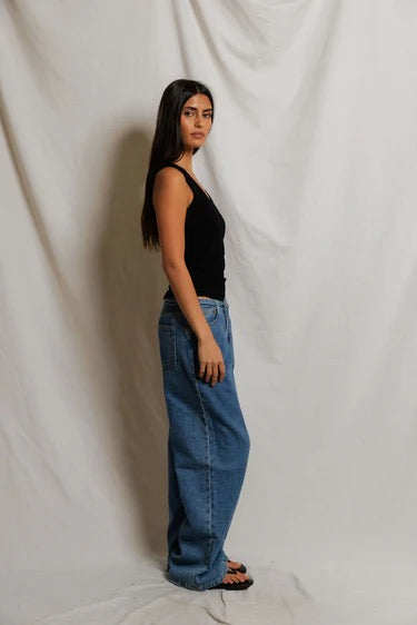 Perfect White Tee - Women - Black Mallory Luxe Rib V-Neck Tank