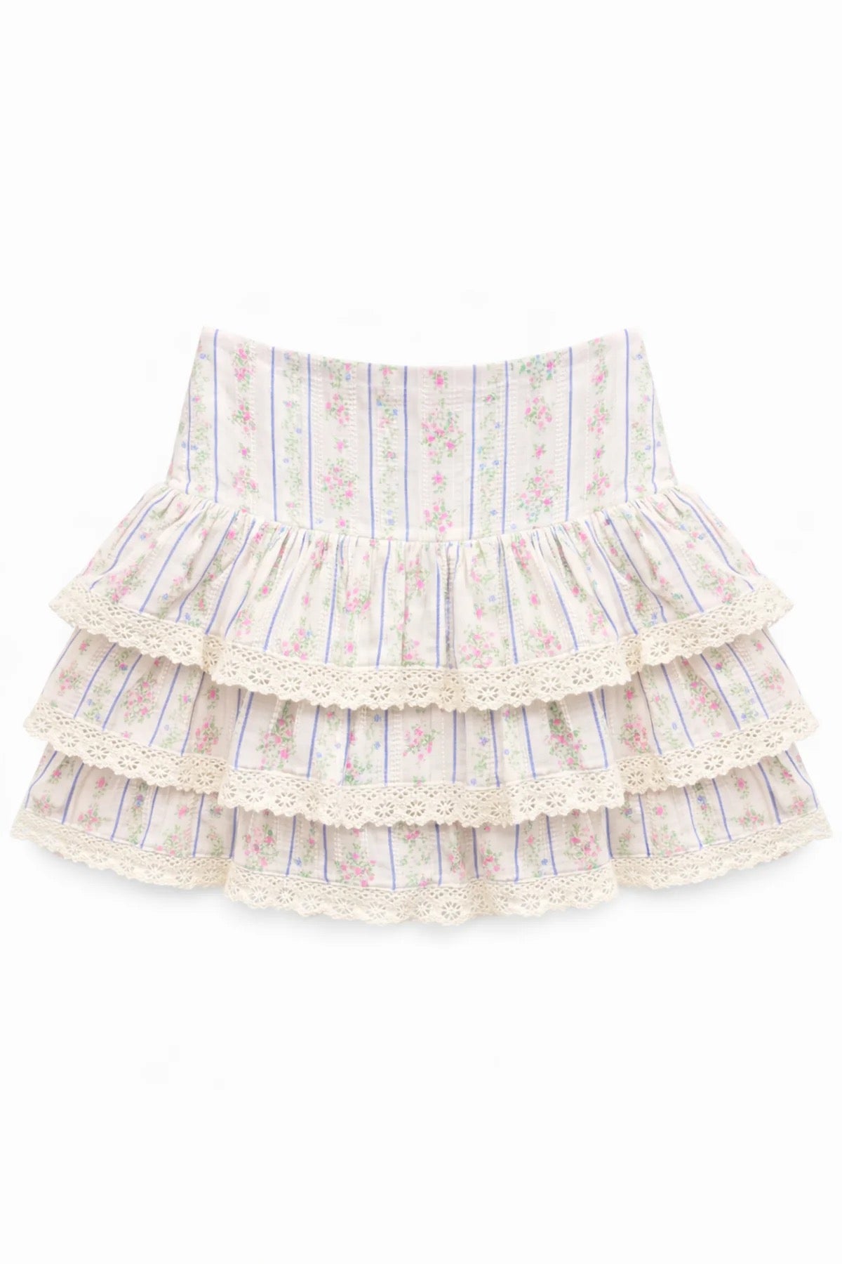 KatieJ NYC - Tween - Vintage Vine Melody Floral Drop Waist Lace Trip Skirt
