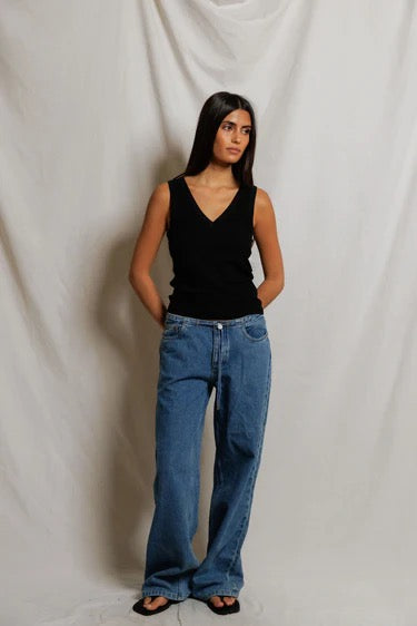 Perfect White Tee - Women - Black Mallory Luxe Rib V-Neck Tank