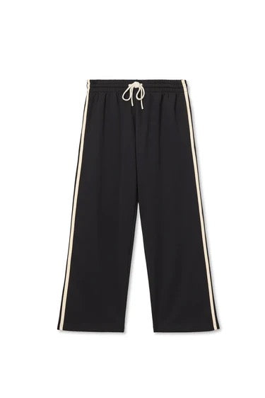 Perfect White Tee - Women - Black Claud Pureform Cropped Pant With Stripes