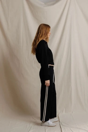 Perfect White Tee - Women - Black Claud Pureform Cropped Pant With Stripes
