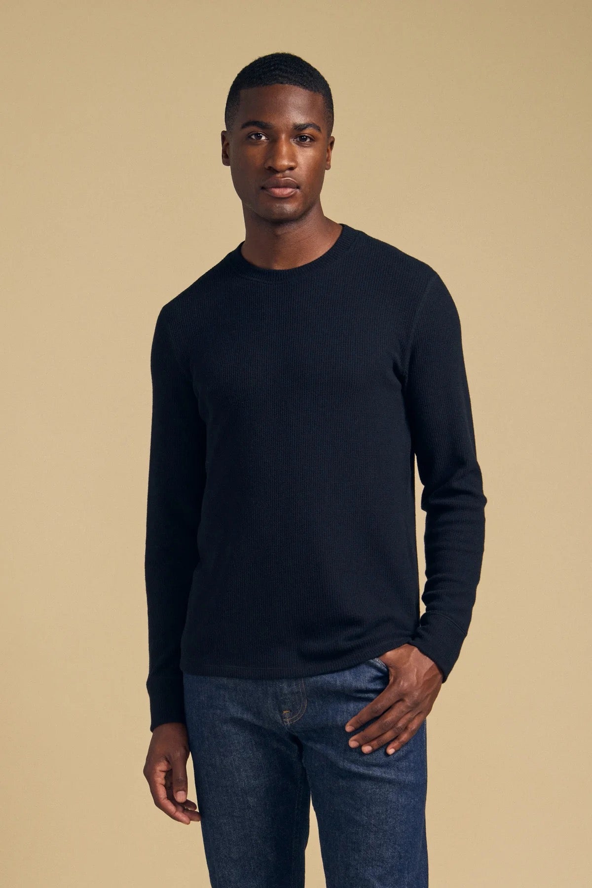 Velvet by Graham & Spencer - Men -  Black Tolliver Thermal Crew