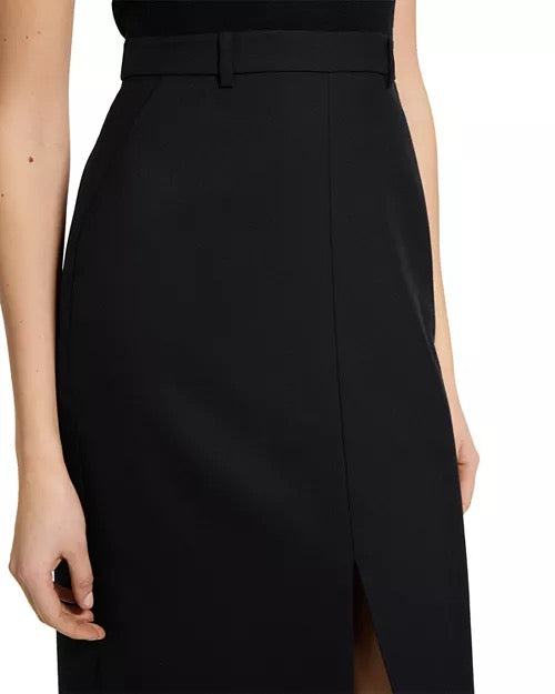 Theory - Women - Black Funnel Neck Sleeveless Draped Midi Dress