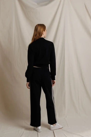 Perfect White Tee - Women - Black Claud Pureform Cropped Pant With Stripes