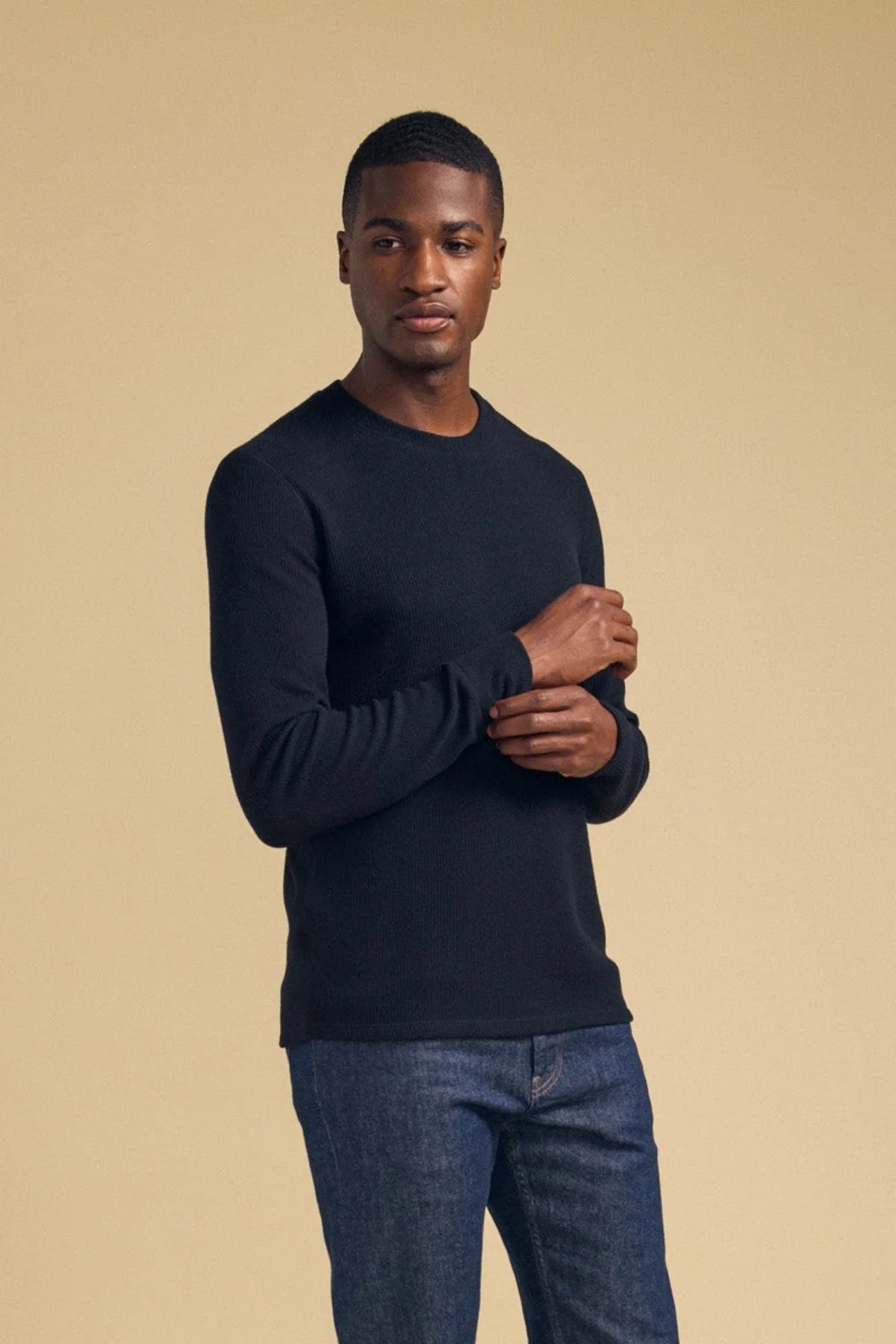 Velvet by Graham & Spencer - Men -  Black Tolliver Thermal Crew