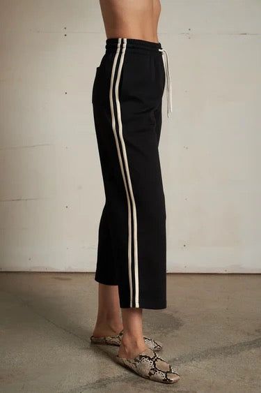 Perfect White Tee - Women - Black Claud Pureform Cropped Pant With Stripes