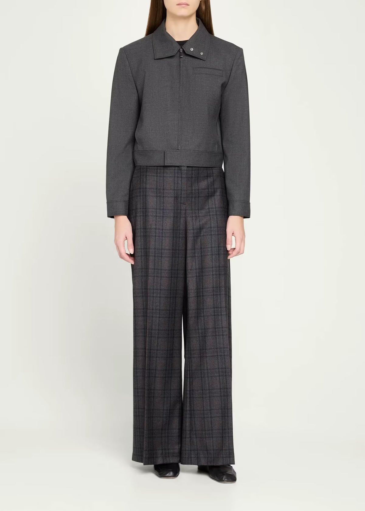 Theory - Women - Charcoal Melange Cropped Harrington Jacket