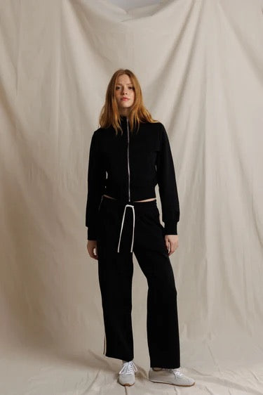 Perfect White Tee - Women - Black Claud Pureform Cropped Pant With Stripes