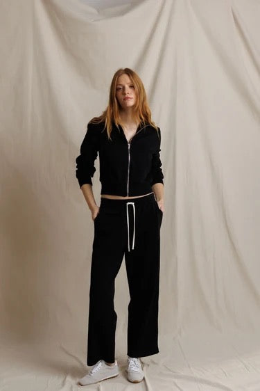Perfect White Tee - Women - Black Claud Pureform Cropped Pant With Stripes