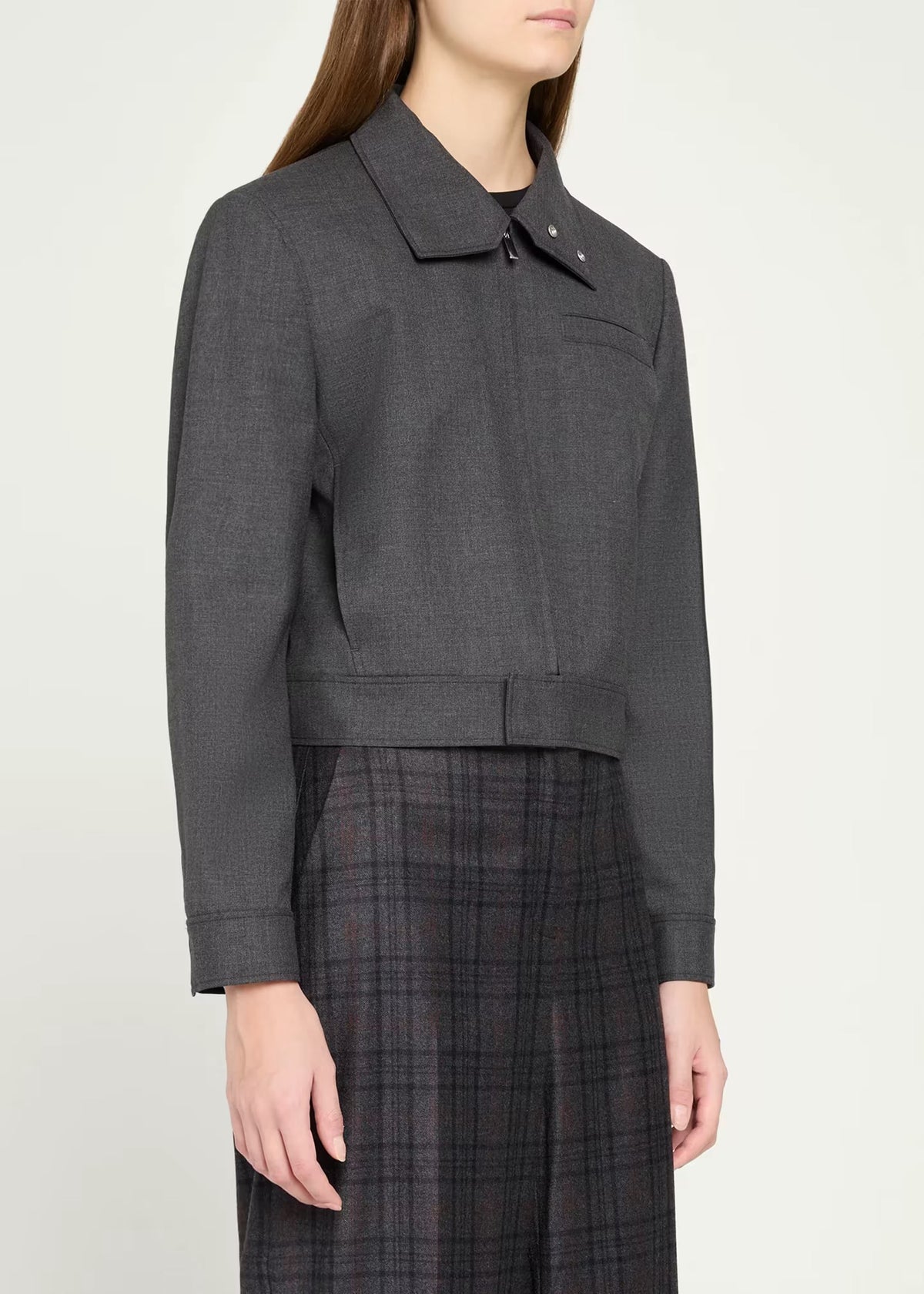Theory - Women - Charcoal Melange Cropped Harrington Jacket