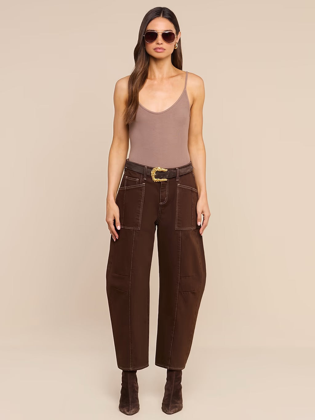 L'agence - Women - Brown Cody Cropped Barrel-Leg Jean