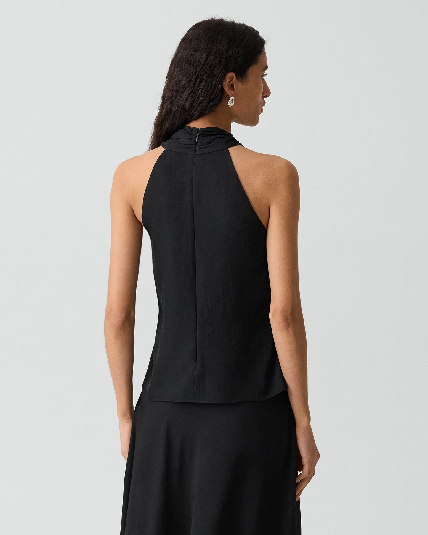 Theory - Women - Black Twisted HalterTop In Washed Twill