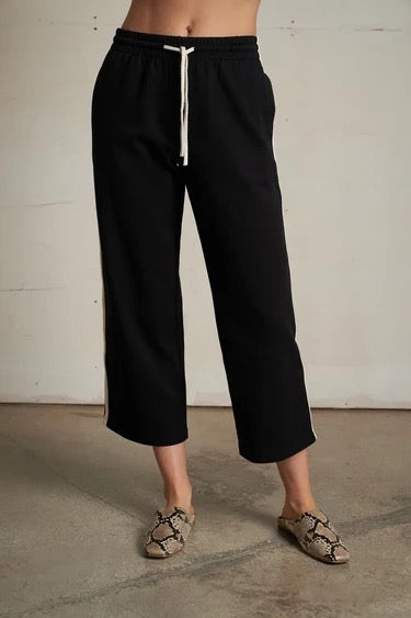 Perfect White Tee - Women - Black Claud Pureform Cropped Pant With Stripes