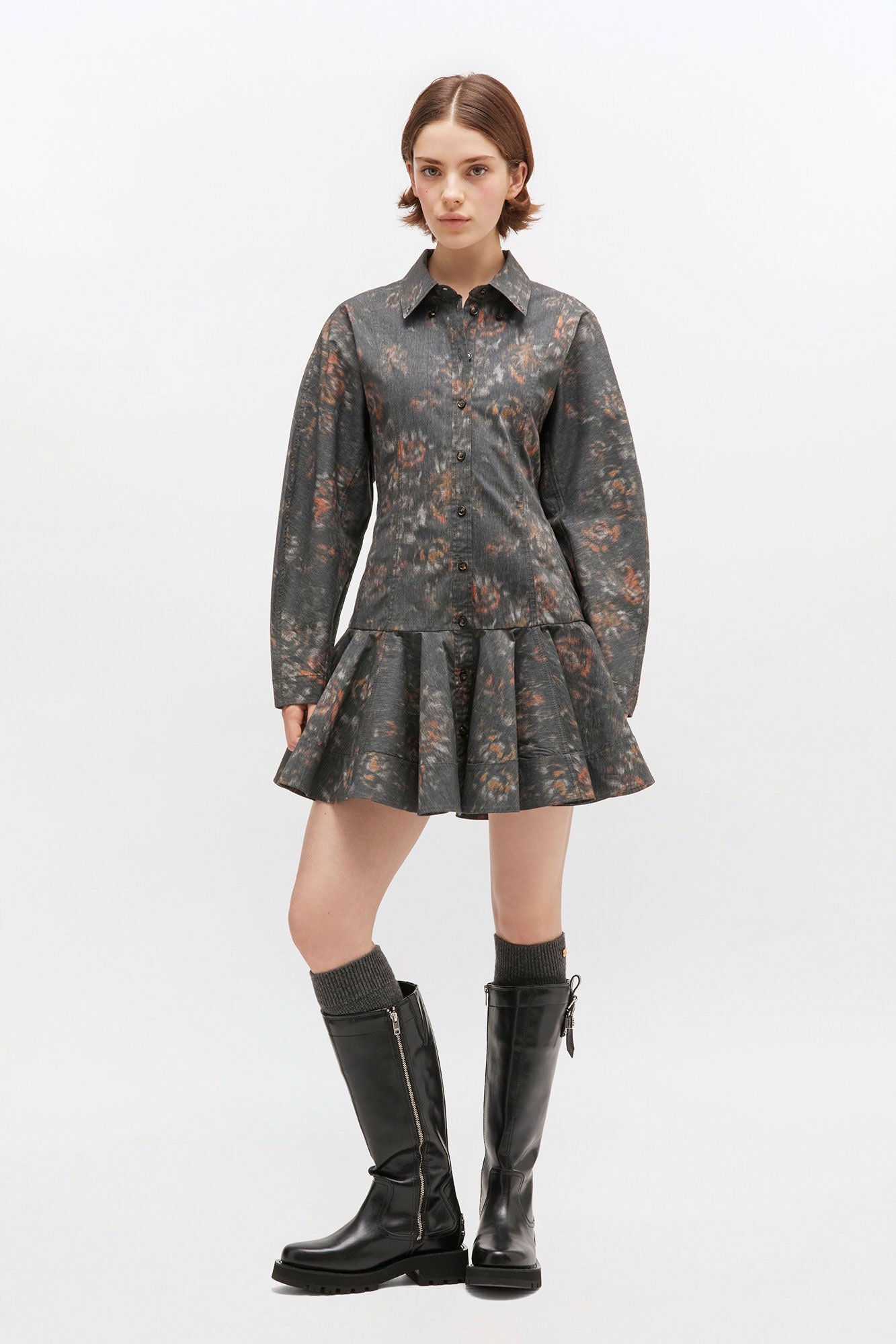 Ganni - Women -Black Floral Shirt Dress