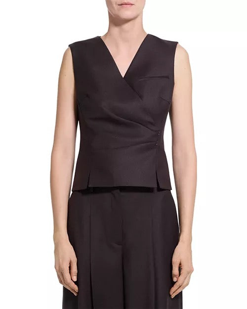 Theory - Women - Cacao Sleek Wool Wrap Vest