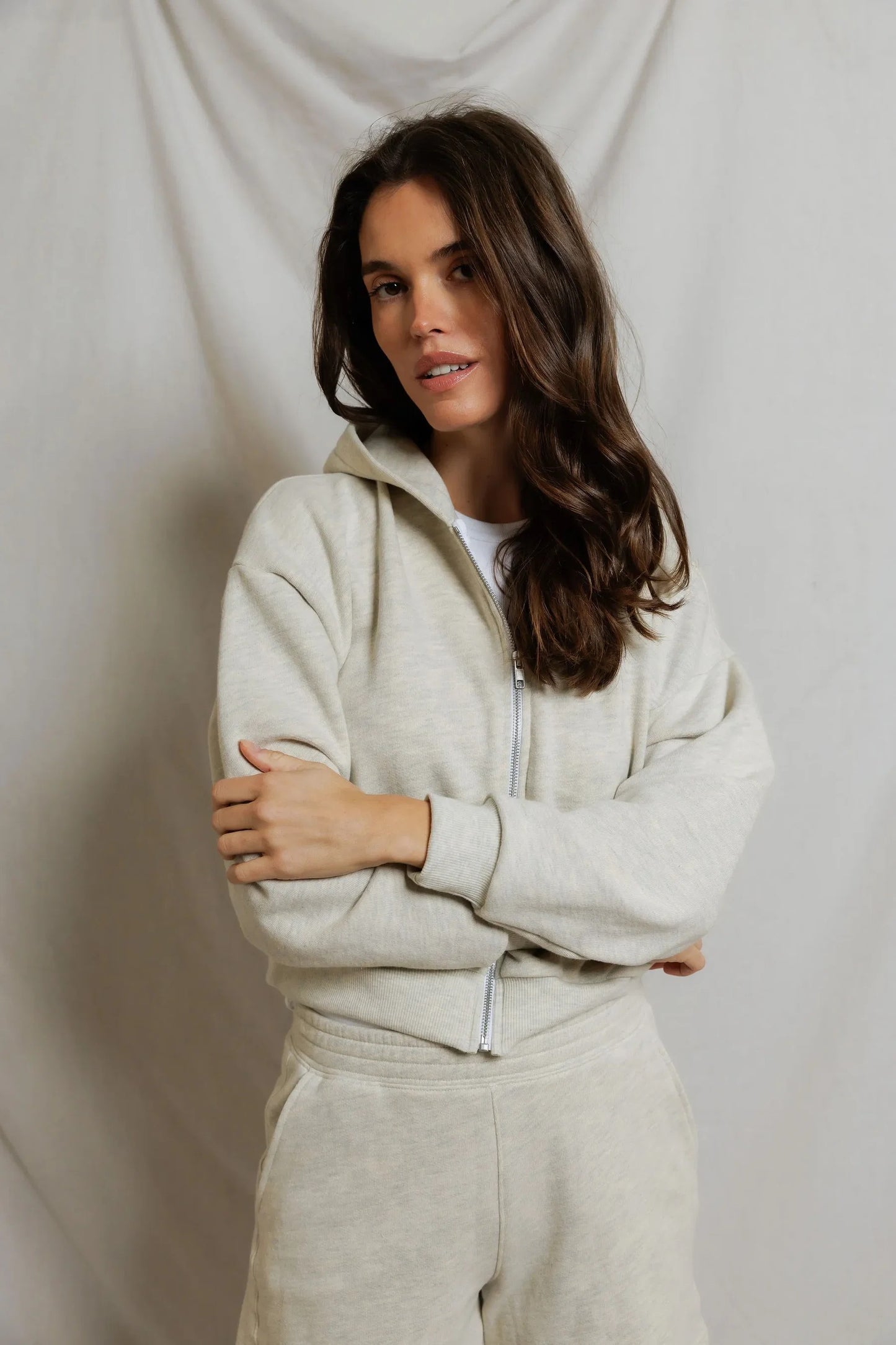 Perfect White Tee - Women - Sugar Sean French Terry Zip-Up Hoodie
