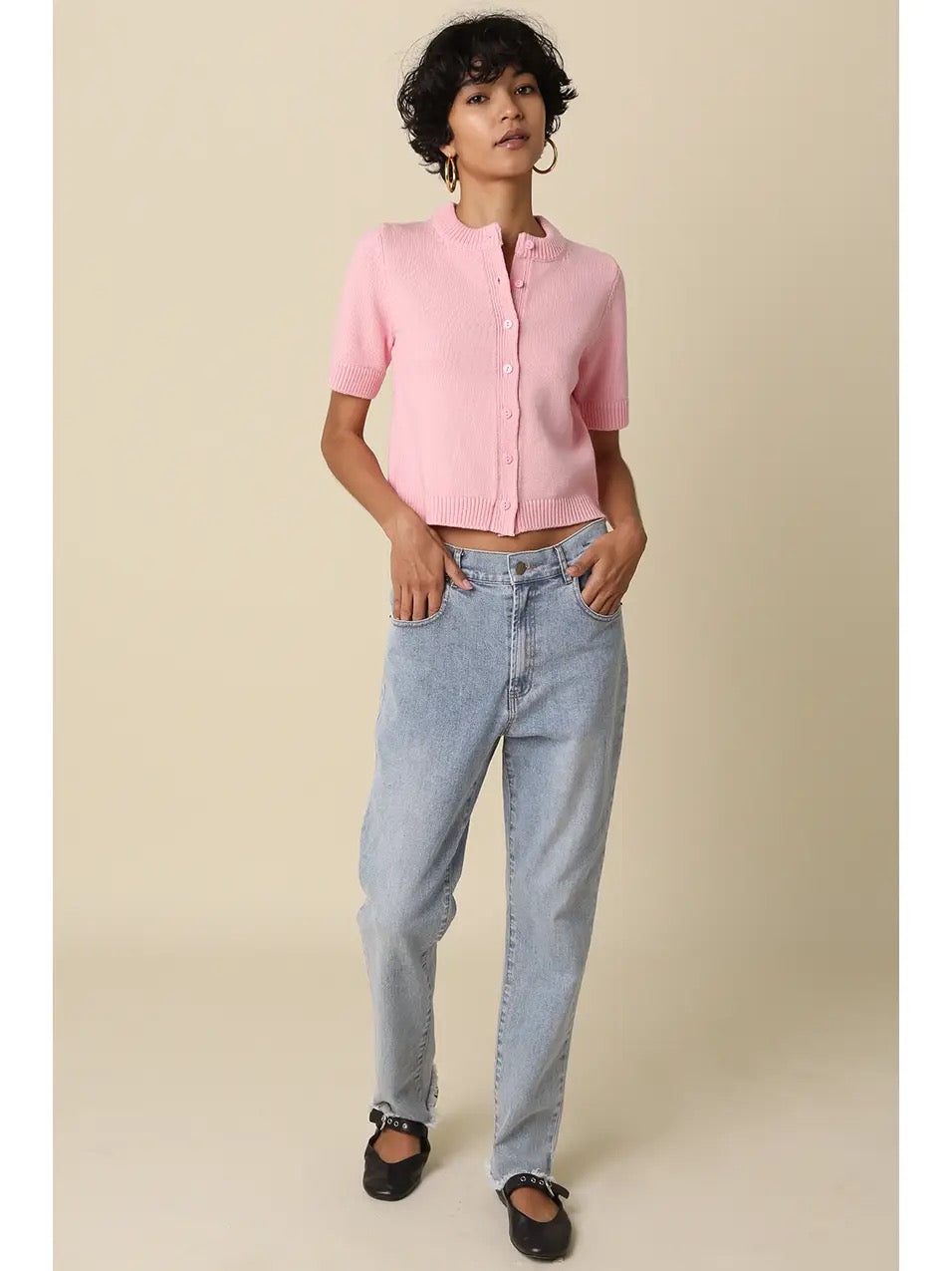 Guys N Gals - Women Pink Leia Short Sleeve Cardigan