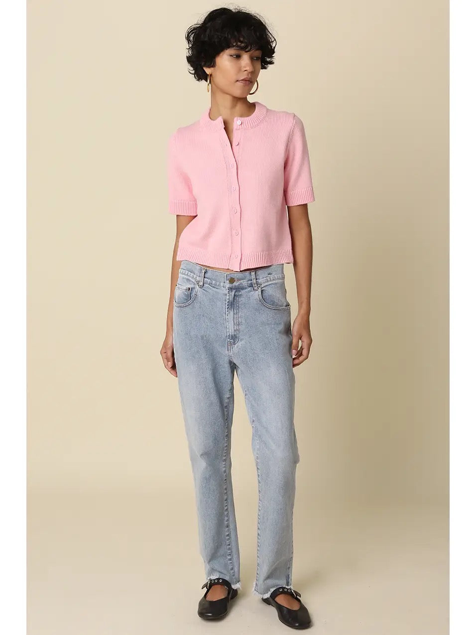 Guys N Gals - Women Pink Leia Short Sleeve Cardigan