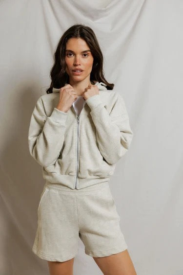 Perfect White Tee - Women - Sugar Sean French Terry Zip-Up Hoodie