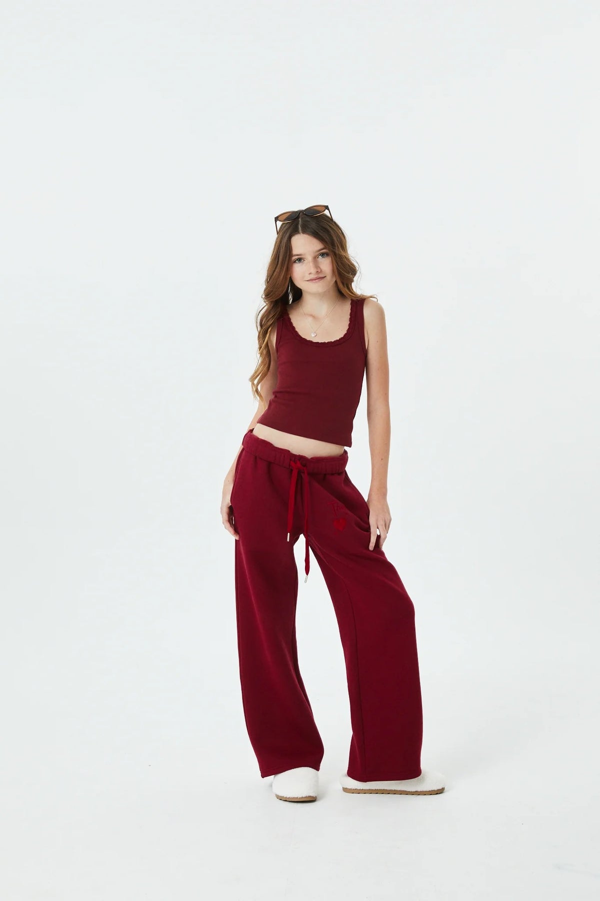 Theme - Tween - Merlot Cami French Terry Wide Leg Jogger
