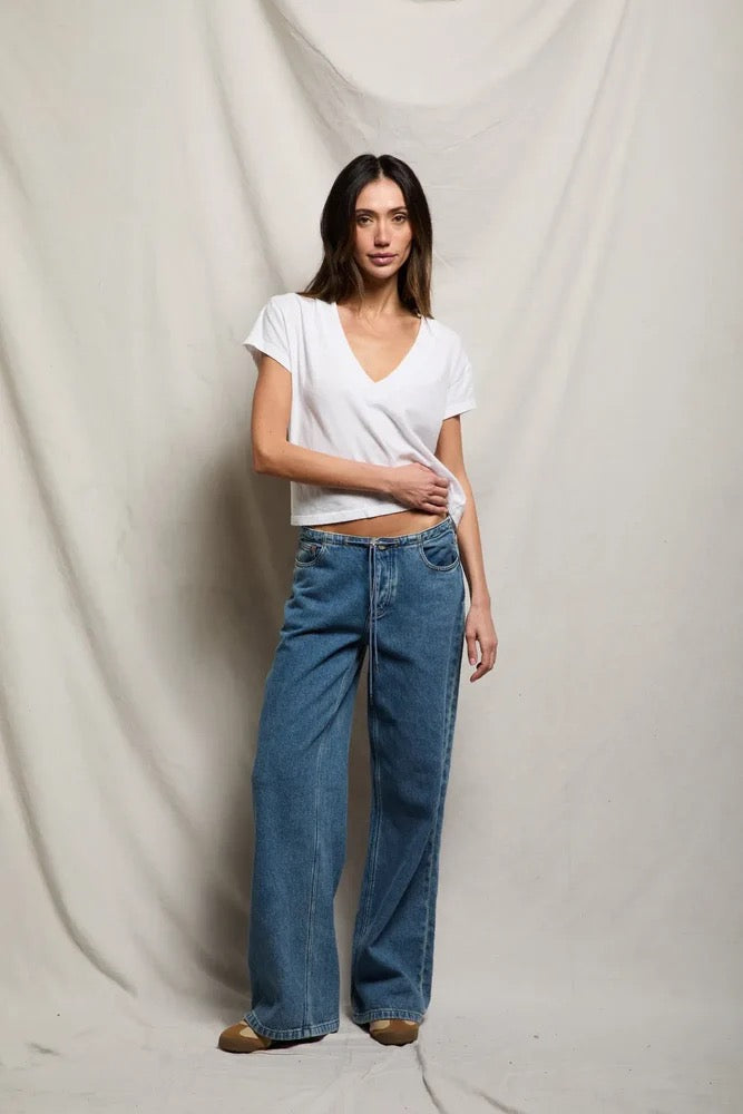 Perfect White Tee - Women White & Mocha  Alanis Tee