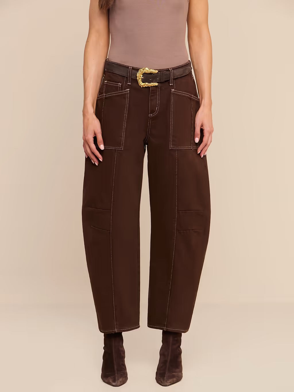 L'agence - Women - Brown Cody Cropped Barrel-Leg Jean