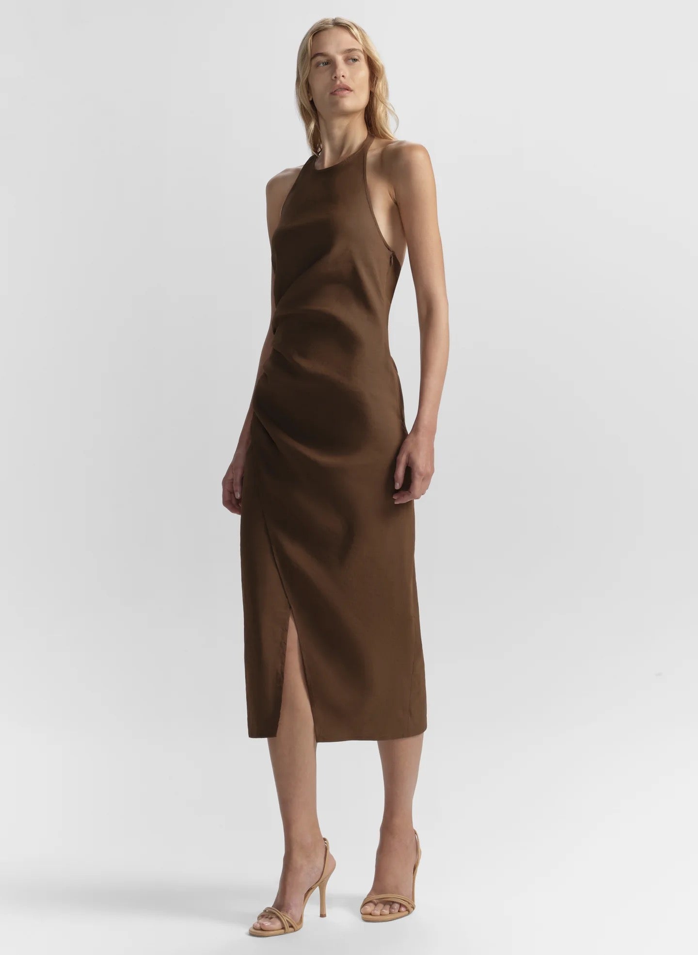 ALC - Women - Milk Chocolate Sylvie Linen Midi Halter Dress