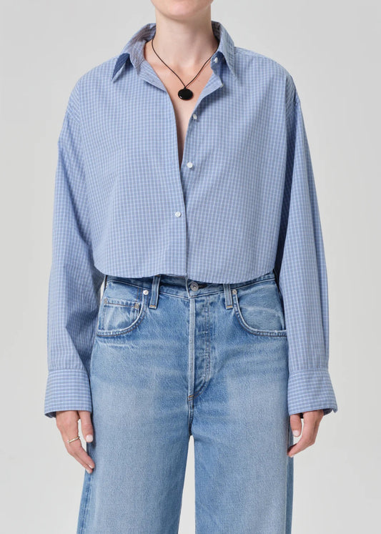 Citizens Of Humanity - Women - Banker Blue Plaid Ana Cropped Shirt
