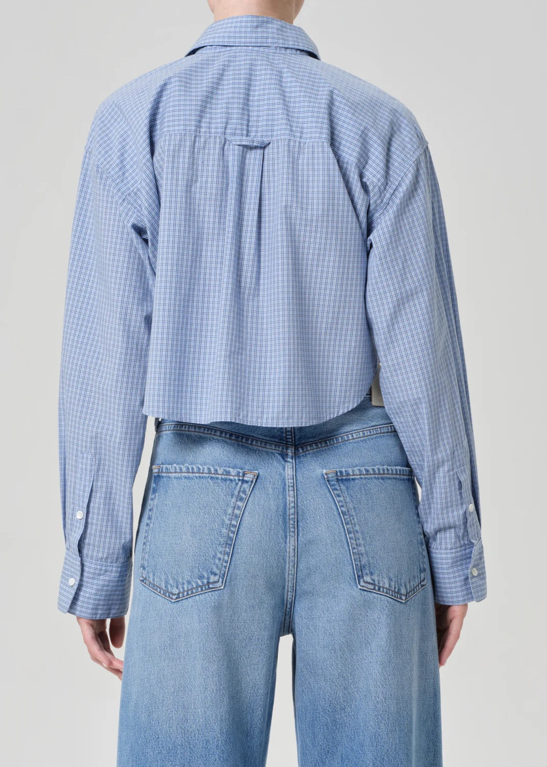 Citizens Of Humanity - Women - Banker Blue Plaid Ana Cropped Shirt