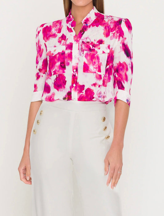 Generation Love -Women - White/Pink  Bardot Floral Shirt