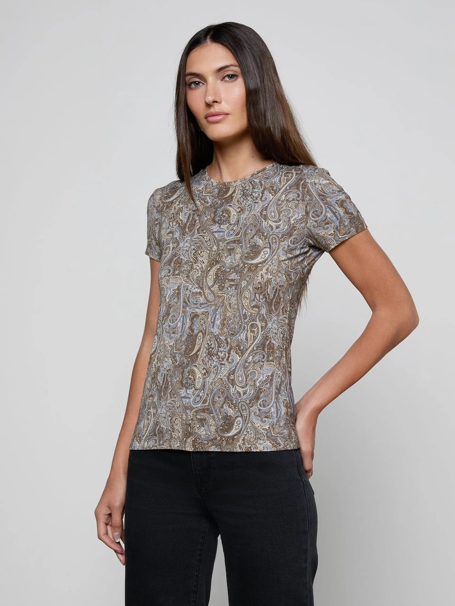 L'AGENCE - Women Ditsy Paisley Ressi Fitted Tee