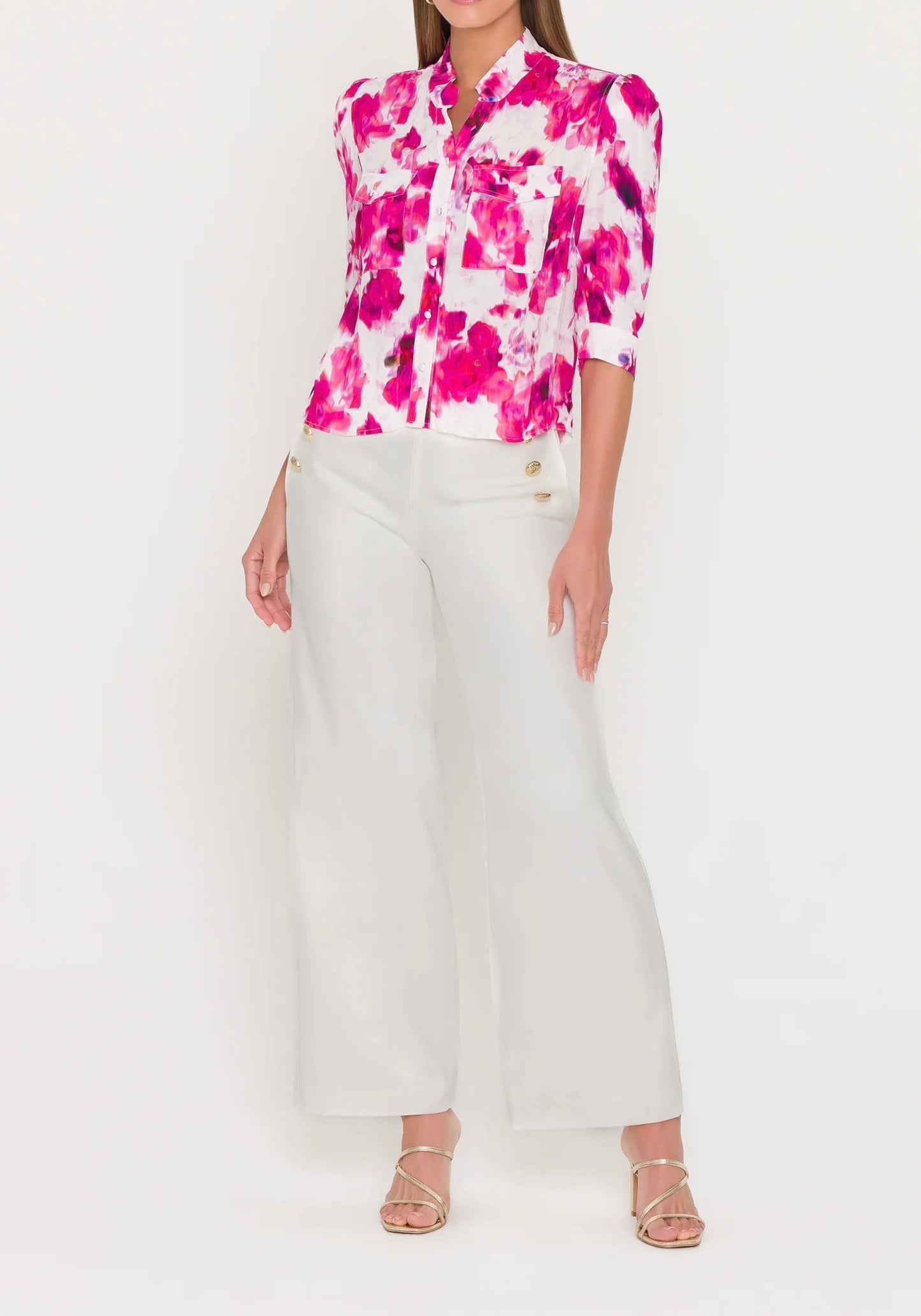 Generation Love -Women - White/Pink  Bardot Floral Shirt