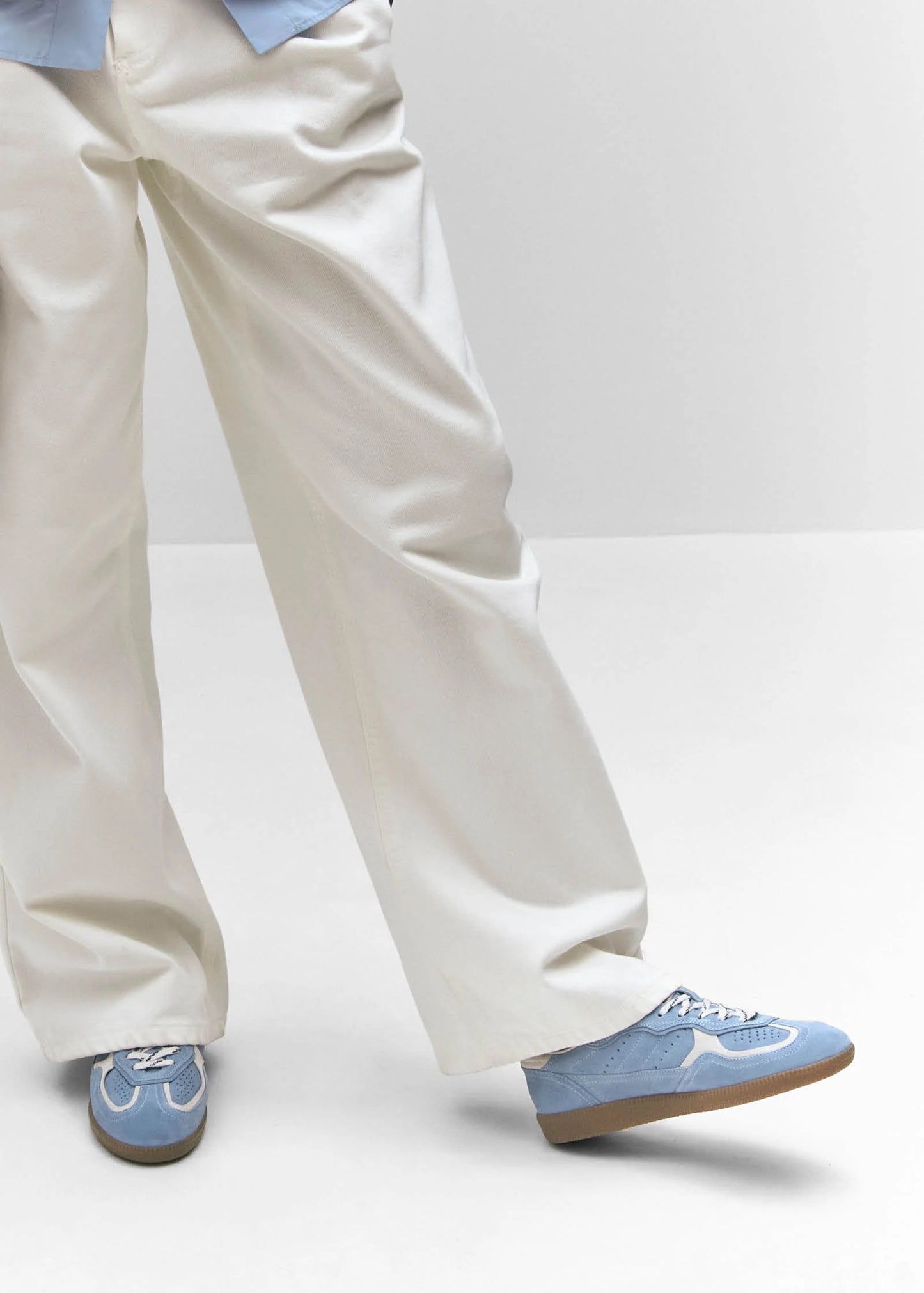 Alohas - Women - Cornflower Blue Cream TB-490 Rife Leather Sneaker