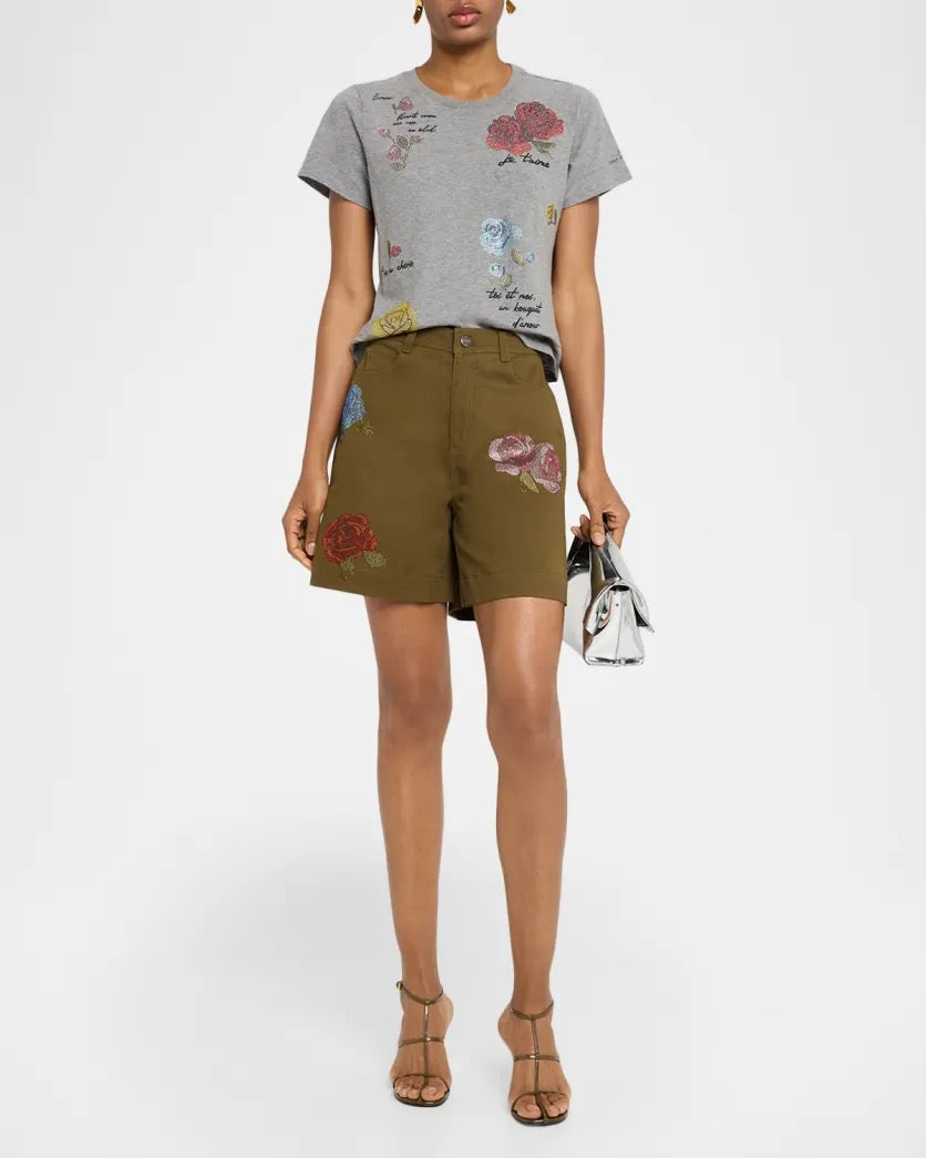 Cinq a' Sept - Women - Dark Olive Heatset Roses Betsy Short