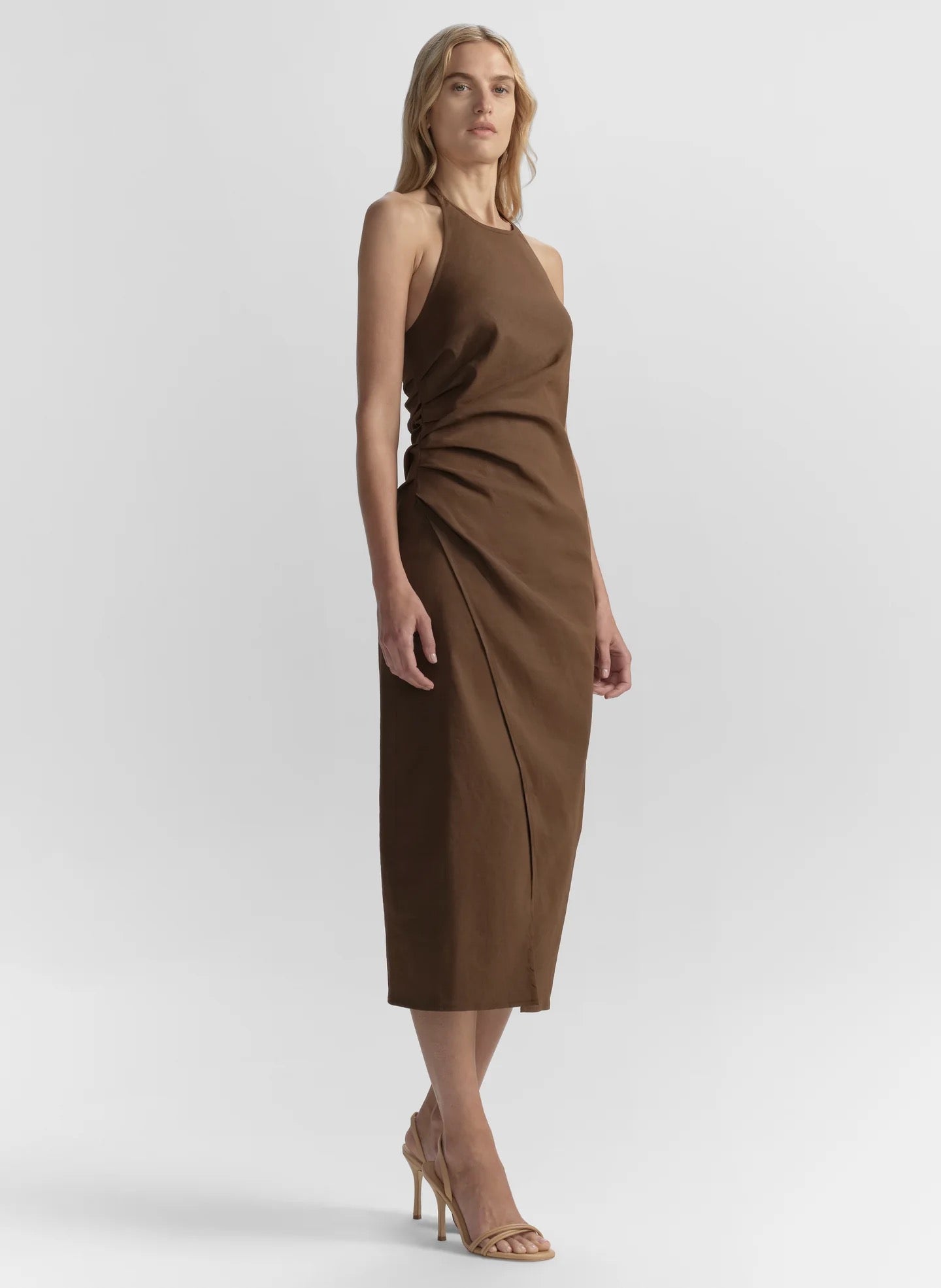 ALC - Women - Milk Chocolate Sylvie Linen Midi Halter Dress