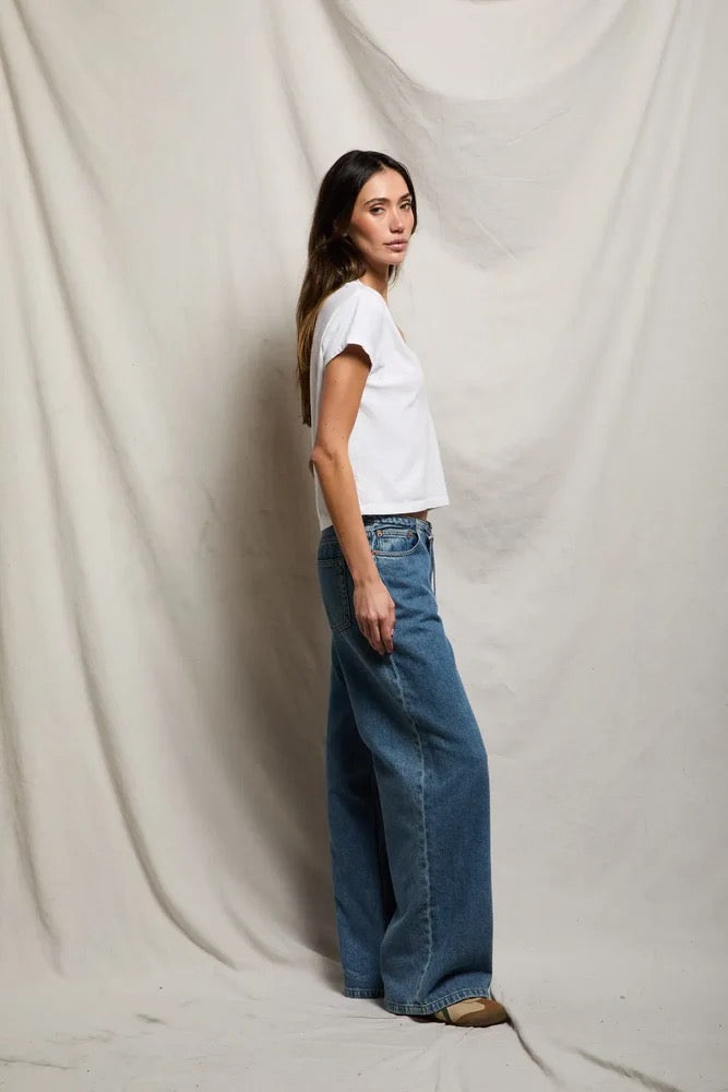 Perfect White Tee - Women White & Mocha  Alanis Tee