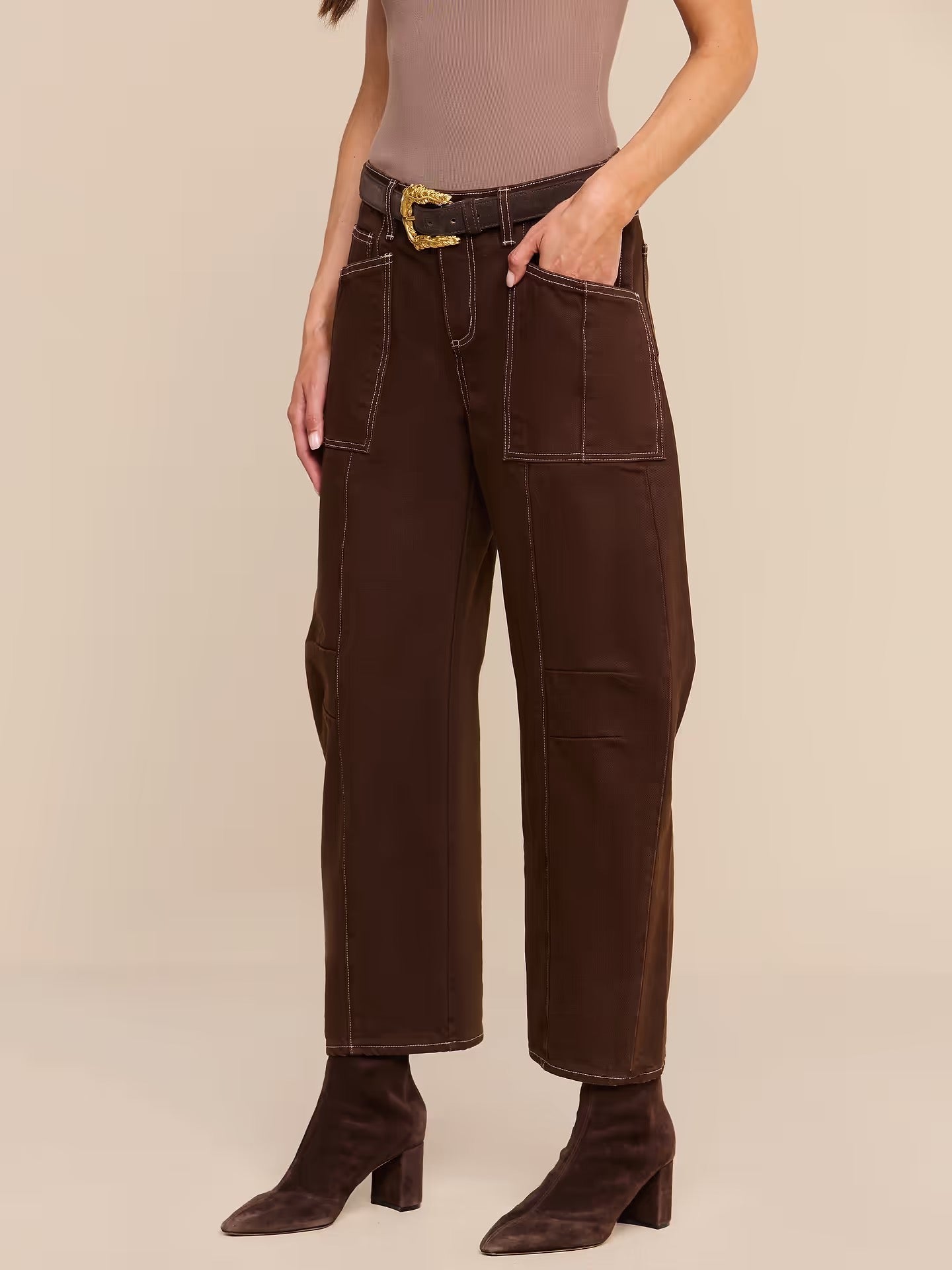 L'agence - Women - Brown Cody Cropped Barrel-Leg Jean