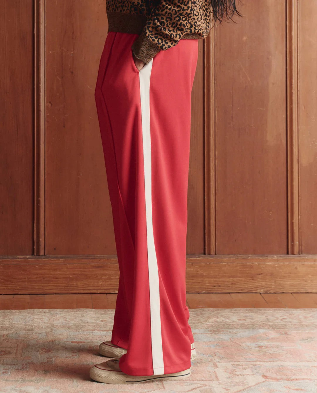 THE GREAT - Women- Poppy Red Wide Leg Track Pant