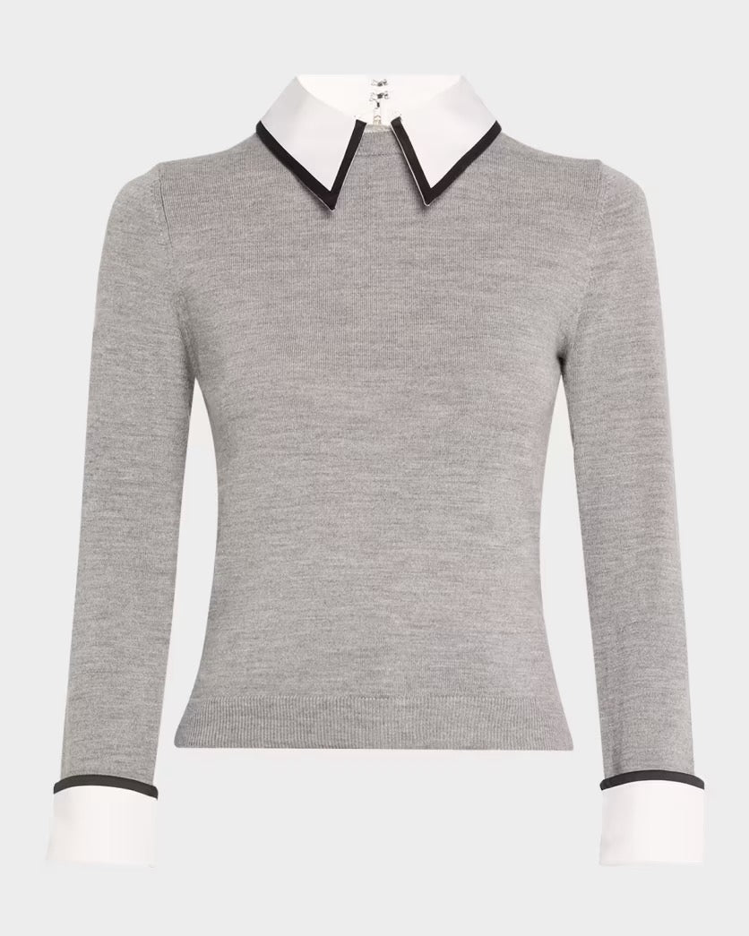 Alice + Olivia  - Women - Heather Grey Porla Collared Sweater