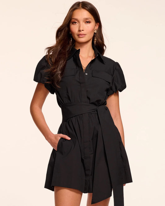 Ramy Brook - Women - Black Nicky Cotton Poplin Short Sleeve Mini Dress